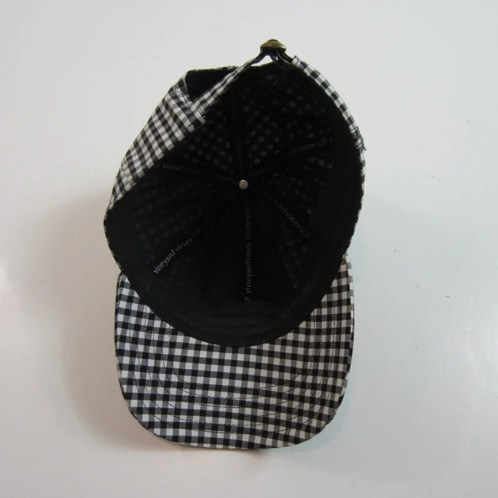 vineyard vines girl's gingham hat black white